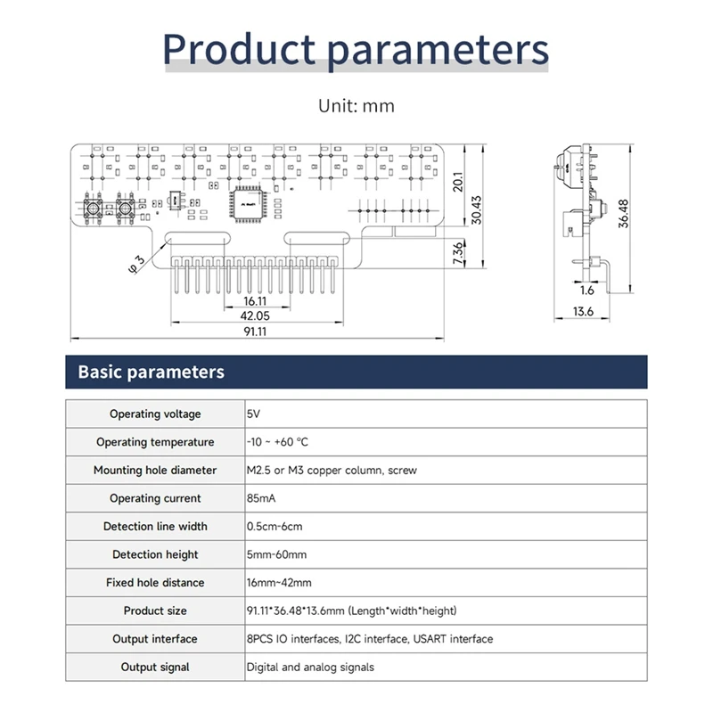1 قطعة 8 قناة عالية الدقة الإلكترونية وحدة استشعار تتبع خط الأشعة تحت الحمراء دعم المعايرة التلقائية