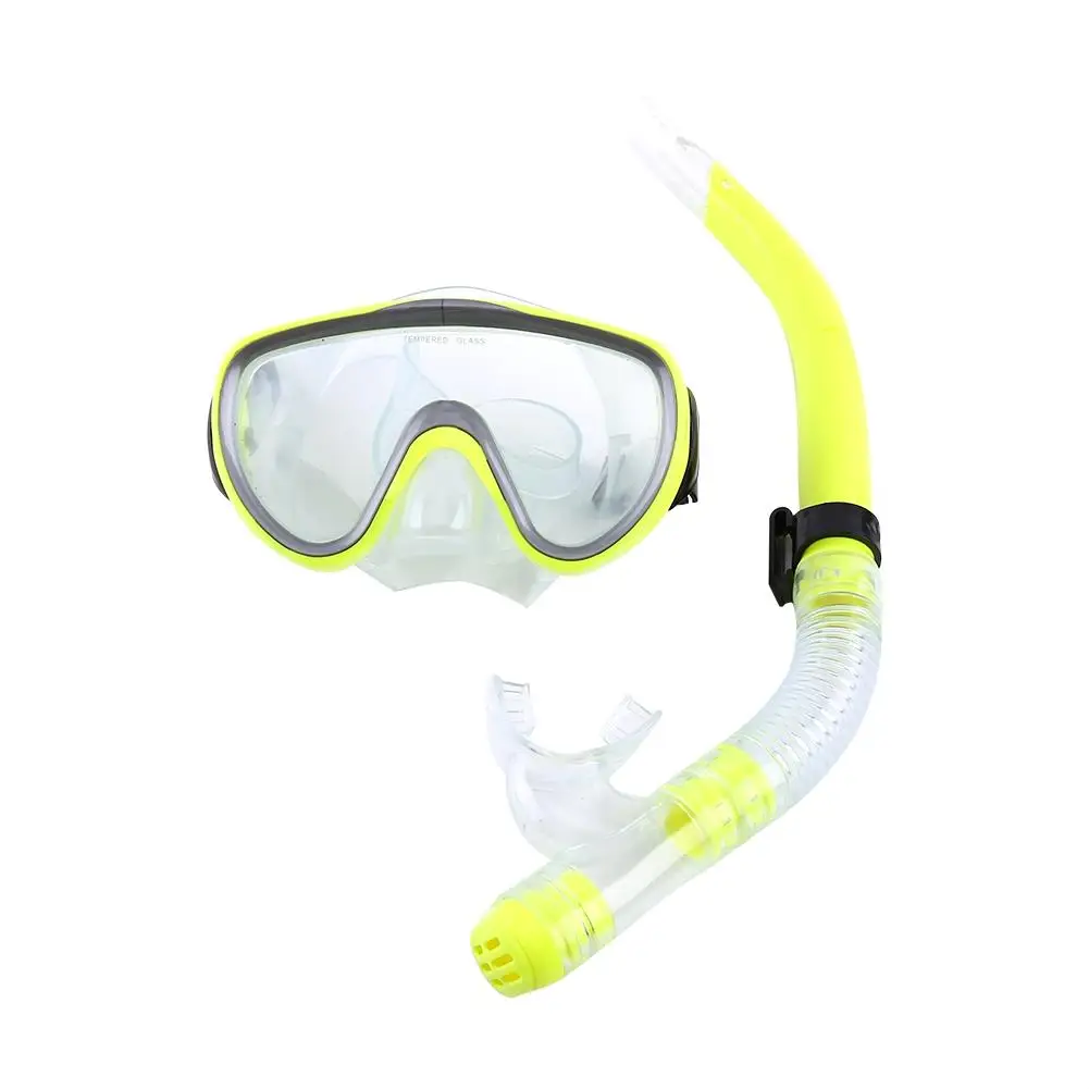 Adult PVC Tempered Glass For Diving Mask with Silicone Mouthpiece & Semi Dry Breathing Tube