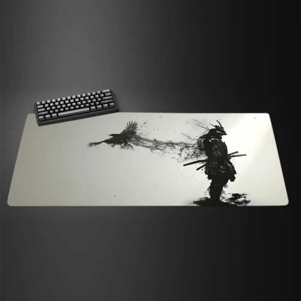 

Samurai Red Moon Mouse Pad Large mouse pad, desk pad, anti slip base, washable for office and home use