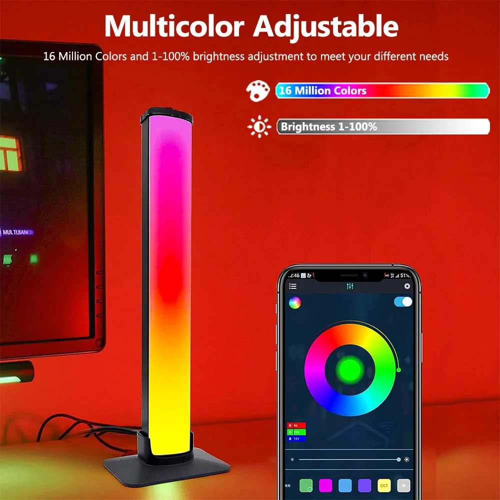 Smart LED Light Bars RGB Smart 16 Colour TV Backlights Remote Music Sync Gaming Lights Rhythm Ambient Pickup Lamp Mood Lighting