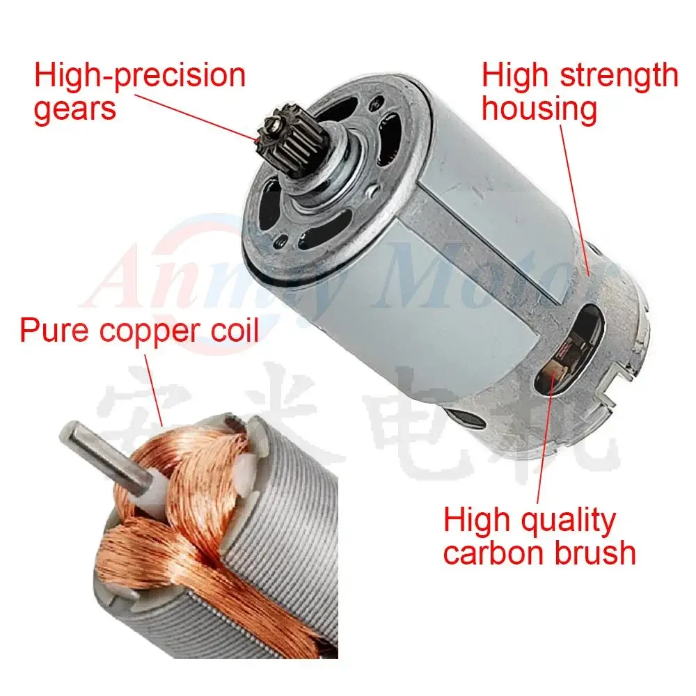 RS550 Drill 18V 9 Teeth DC Motor for Electric Screwdriver, Replacement Motor for Power Tools and Rechargeable Tools