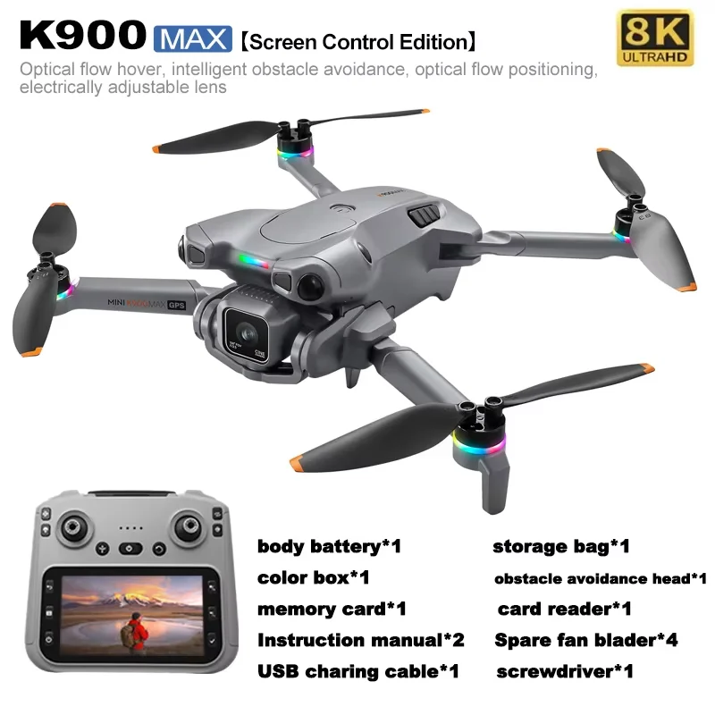 New K900 MAX GPS Drone Professional Dual Camera 8K Screen Remote Control UAV Brushless Obstacle Quadcopter Airplane Kid Gift Toy image 3