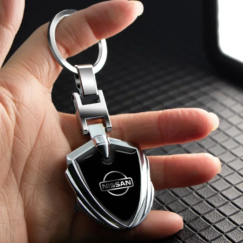 Car Logo Stying 3D Metal Key Rings Shield Shaped Keychain For Nissan X-trail Qashqai Note Juke Sentra Patrol Leaf Accessories