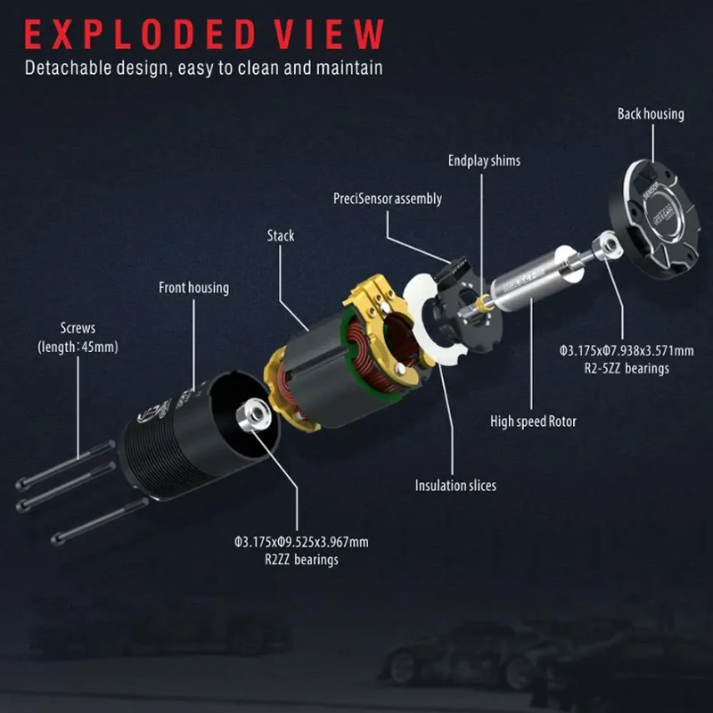 Silnik Surpass Hobby Rocket-RC Supersonic 390 2280KV 2950KV 3650KV 4450KV Bezszczotkowy z Czujnikiem do Samochodów RC 1/12 1/14