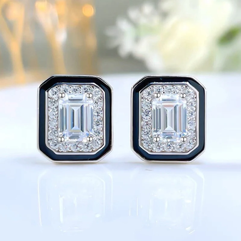 Huitan Fashion Female Daily Stud Earrings Geometric Zirconia Crystal Stone Jewelry for Women Modern Style Accessories Dropship