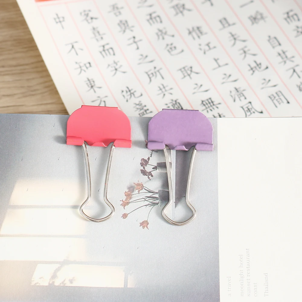 Imagem -06 - Metal Binder Clip para Planejador Grampo Decorativo Papelaria Escolar Rosa Vermelho Cor Roxa Material de Escritório 10 Pcs