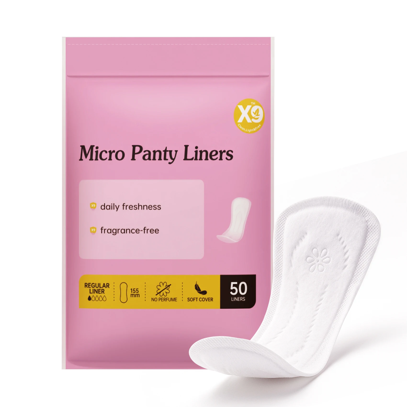 50pcs Straight Shape Ultra Thin Panty Liners for Women, 155mm Disposable Soft Breathable Daily Pads, Invisible Feminine Care Liners for Pre-period & Everyday Use
