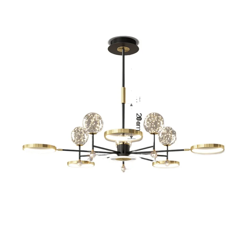 

Living room lamp chandelier simple modern atmosphere Nordic light luxury lamps whole house package combination