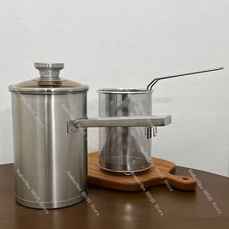 304 Stainless Steel Deep Frying Pan,Small Household Fryer,Energy-Saving Pan with Filter,Suitable for Electromagnetic Stove