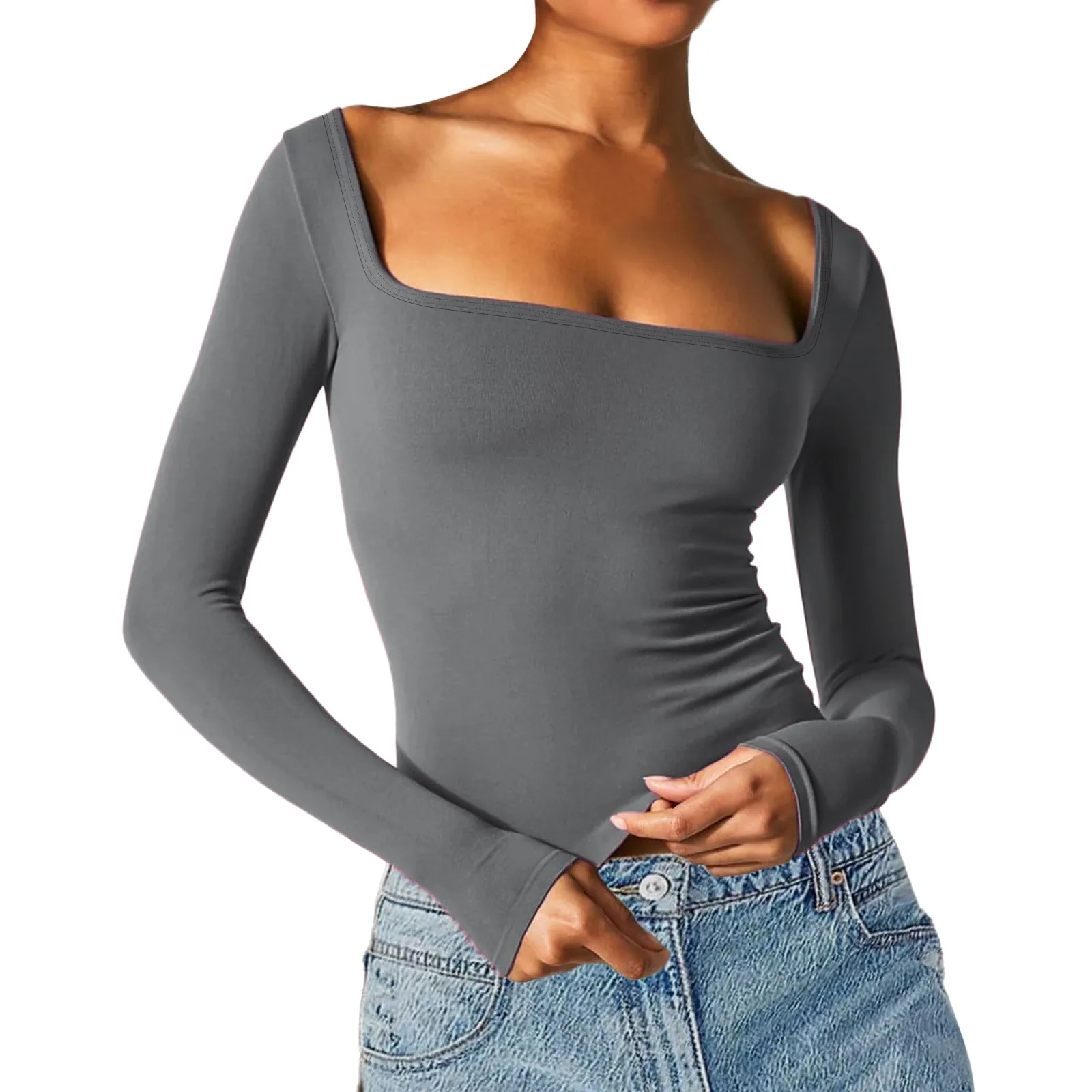 Women Casual Long Sleeve T-Shirts Spring Autumn Solid Slim Fit Pullovers Tees Shirts Female Streetwear Base Tees Lady Tops