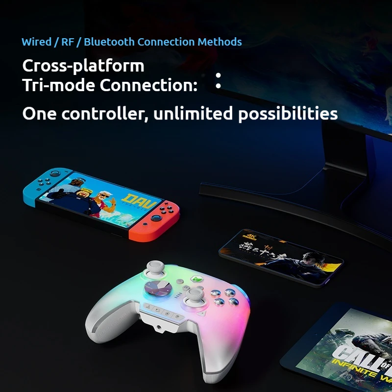 

Bigbigwon Rainbow 3 Gamepads Tri Mode Wireless Nearlink Game Controller 2000Hz 1000mAh Hall-Effect Trigger Gamepad For NS1/2 PC