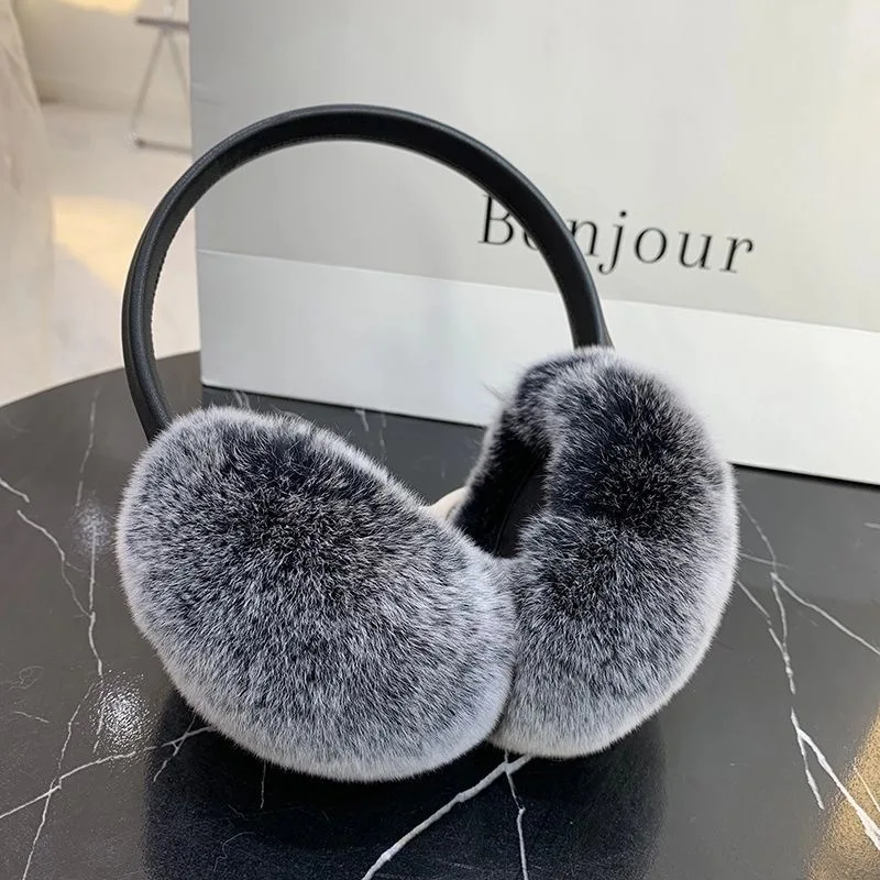 Rex Rabbit Fur Hang Ear Cover Warm Winter Earmuffs Headwear Ear Muffs Fur Earmuffs Cold Ear Warmer Fold Ear Protection Headband