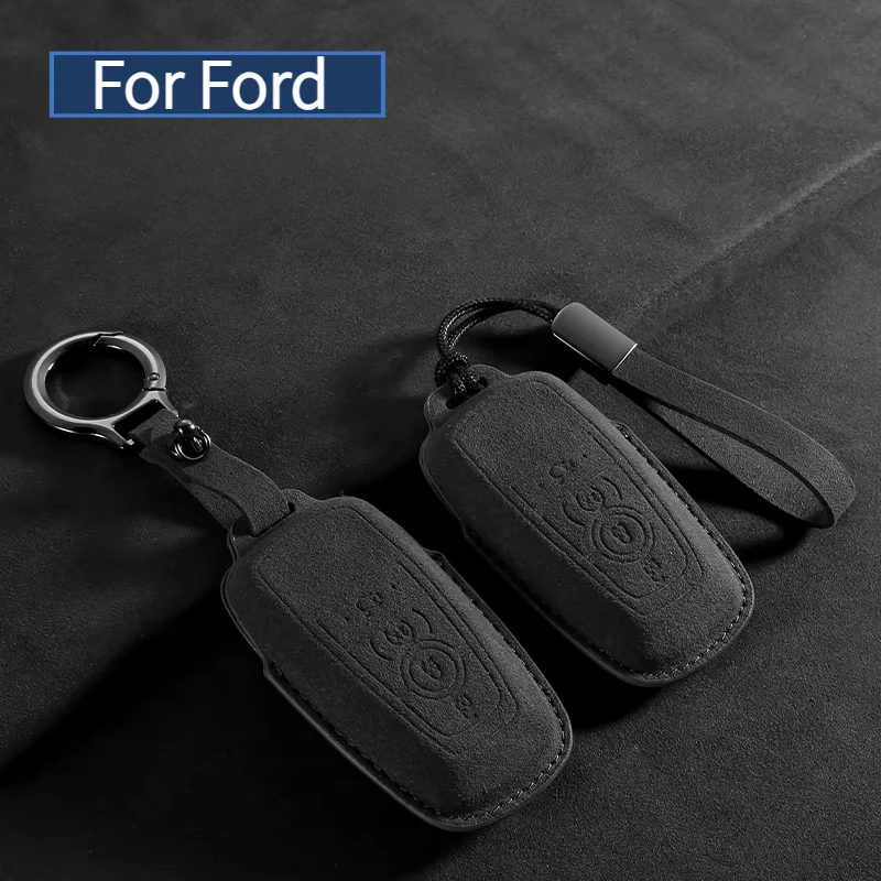 حافظة مفاتيح السيارة من جلد الغزال غطاء شل لفورد F150 بوما موستانج رينجر GT Focus Eage Explorer S-max Expedition Mondeo Kuga Ecosport