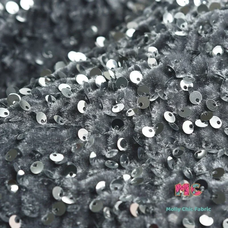 Elastic Velvet 5MM Three-dimensional Sequin Fabric Soft Elastic Sewing Cheongsam Evening Dress DIY Tablecloth Decorative Fabric