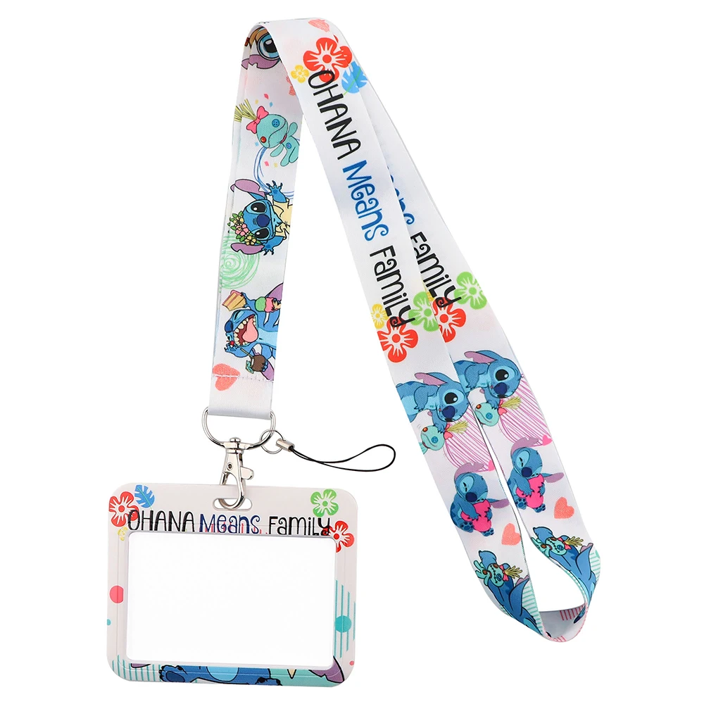 Stitch Mickey cordino per chiavi catena stile orizzontale ID carta di credito Cover Pass cellulare Charm Badge Holder regalo per bambini