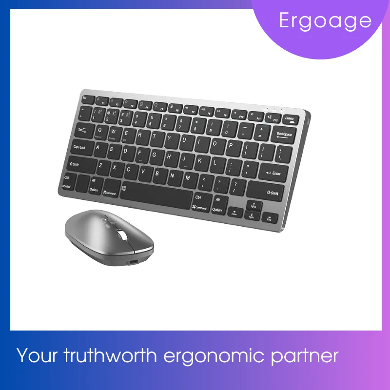 

Ergoage Rechargeable Wireless Bluetooth Keyboard Combo 75% Keyboard Compact Size Multi-device Portable For PC Tablet Phone