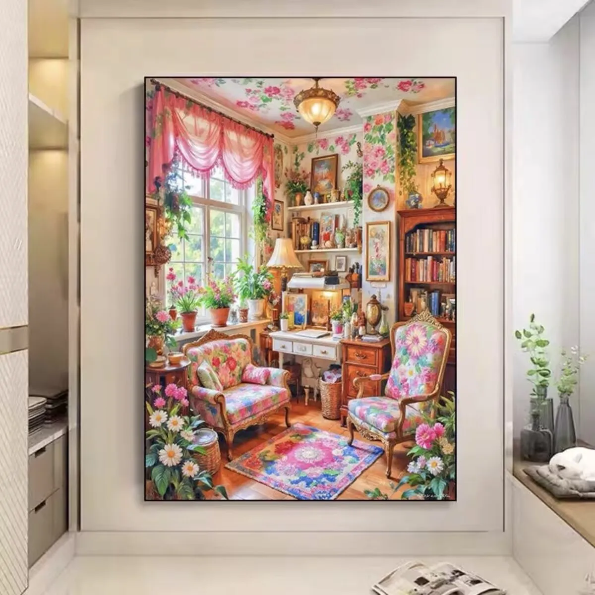 9ct 75X100cm Warm Study Room Pre-Printed Cross Stitch DIY Embroidery Set Handmade Handicraft Floss Needle Crafts