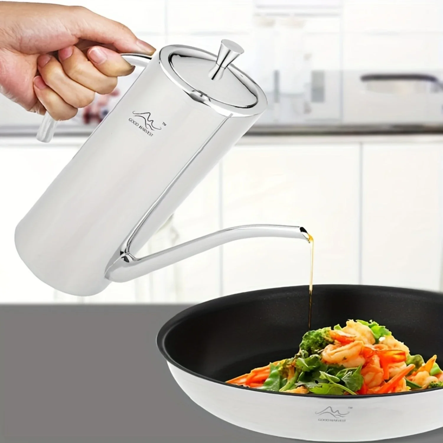 HARVESTER Stainless Steel Oil Dispenser - Leak-Proof, Drip-Free Kitchen & Restaurant Seasoning  Bottle