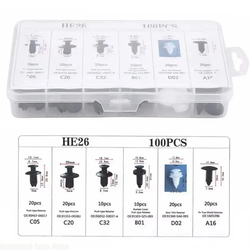 Universal Car Body Push Retainer Pin Rivet Mixed Fastener Clips Set Bumper Door Trim Panel Fixing Kit Auto Repair Tools