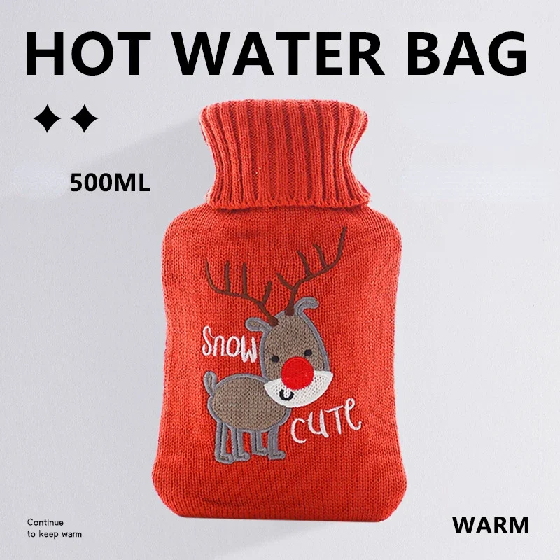 Hot Water Bag Cute Cartoon Kawaii Water Bottle Gel Hand Warmer Bottle Cover 2 Times Hot Pack  Mini Hand Warmer Christmas Gift