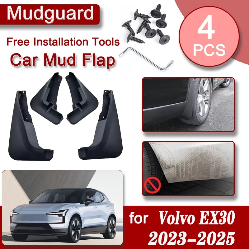 

4x Car Front Rear Mudguard For Volvo EX30 2023 2024 2025 Mudflap Mudguard Anti-splash Mud Flap Flare Splash Mud Guard Accessorie