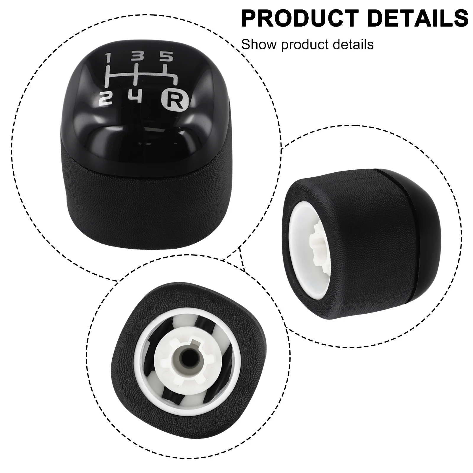 Eye-catching Design Vehicle Interior 5-Speed Gear Knob Black Gear Knob Easy Assembly Long-term Reliability Sleek Design