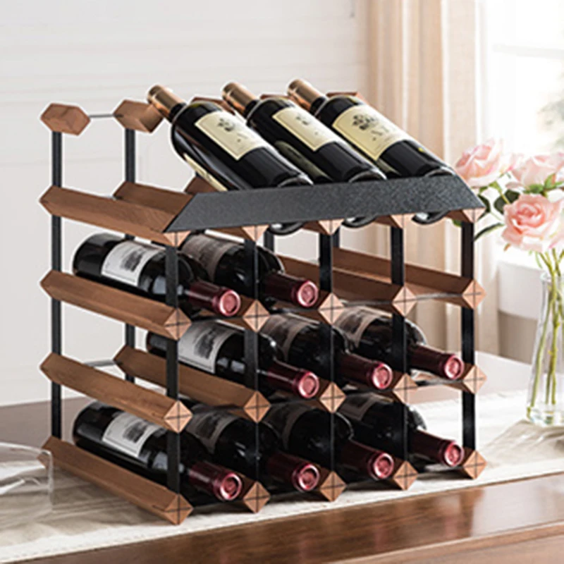 Vintage Storage Wine Rack Organizer Cupboard Bottle Modern Wine Holder Wood Table Bar Creative Suporte Vinho Home Decor