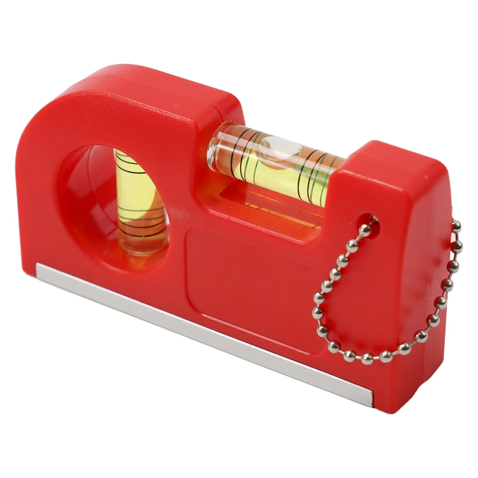 2In1 Key Chain Leveler Red Magnetic Mini Pocket Level With Metal Chain Hook 85*46*20mm For Determining Horizontal Vertical Plane