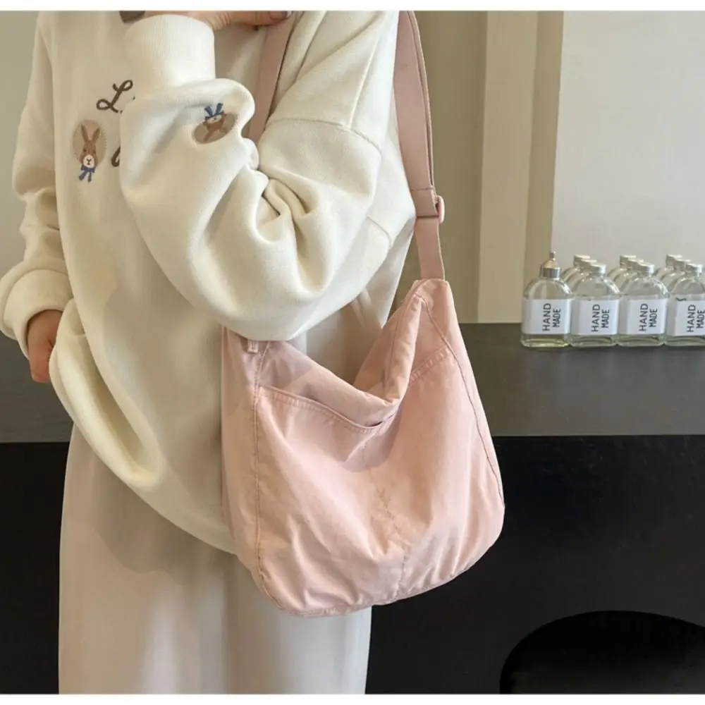 Ultra-large Portable Crossbody Bags Fashionable Simple Design Tote Bag Solid Color Nylon Material Nylon Bags For Girls
