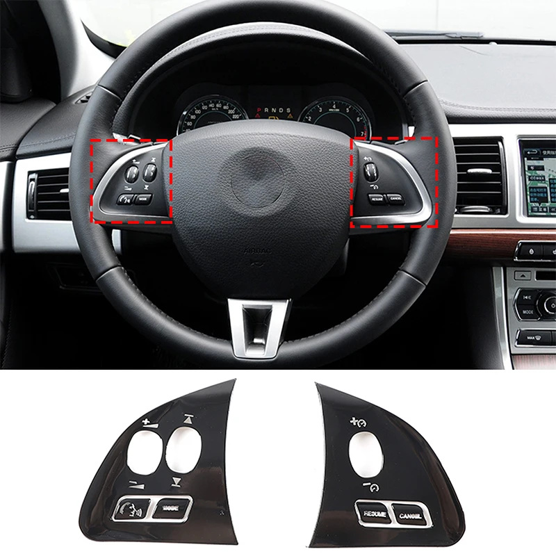 For Jaguar XF 2012-2015 Stainless Steel Silver/Black Car Steering Wheel Button Cover Trim Sticker Car Accessories