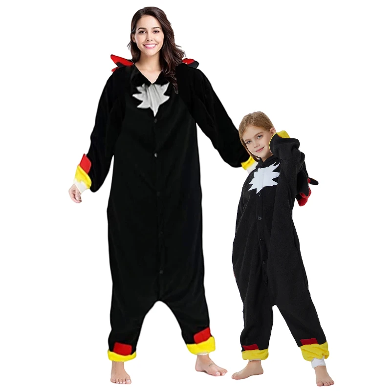 Kids Black Hedgehog Cosplay Kigurumi Costume Children Animal Onesies Pajamas Girls Halloween Carnival Boy Party Jumpsuit