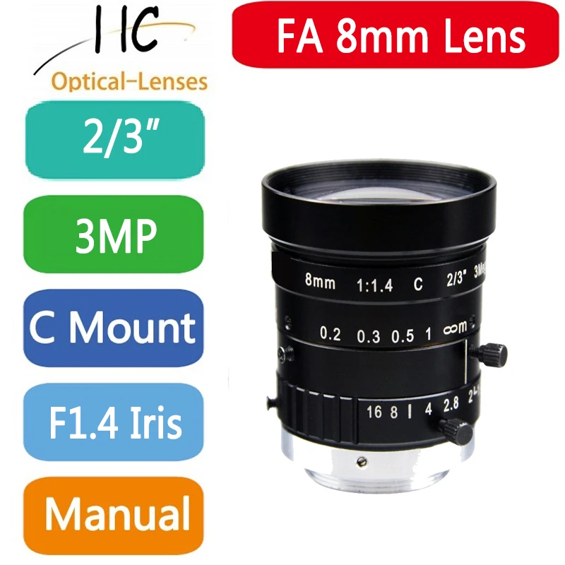 

0814M3M 3.0 Mega Pixel C-Mount 8mm 2/3" FA / Machine Vision fixed focal length lenses Industrial camera Lens