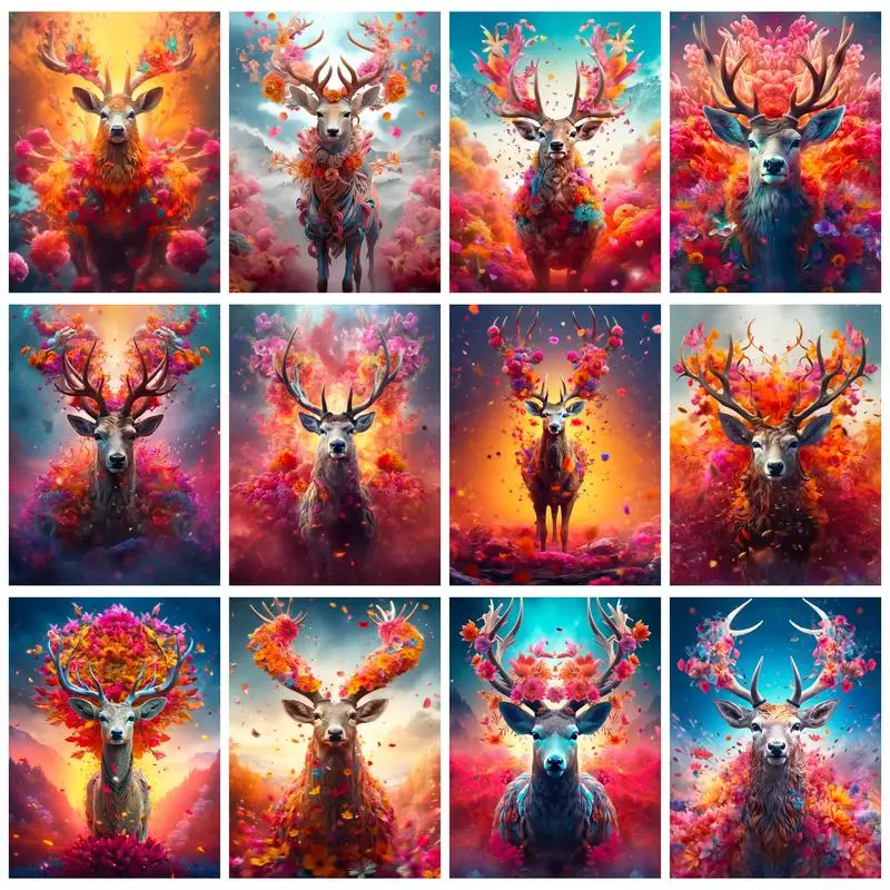 

GATYZTORY Diy Paint By Numbers DIY Crafts Elk Deers Coloring By Numbers Adults Crafts Picture Paint On Canvas Home Decoration