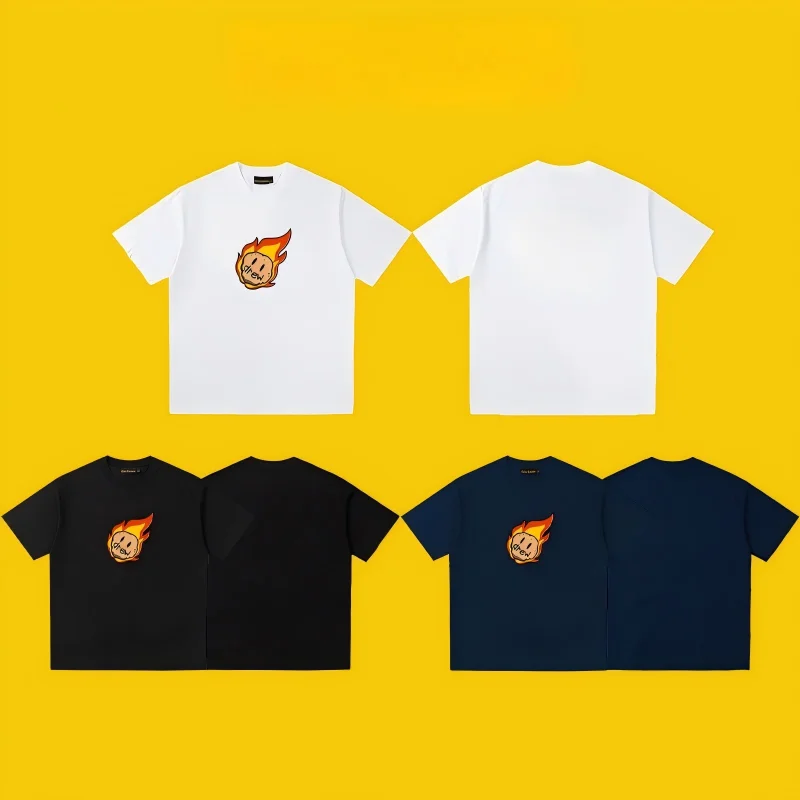 Drew House Men's & Women's Short-Sleeve T-Shirt Smiling Face & Shooting Star Pattern Casual Unisex Tee