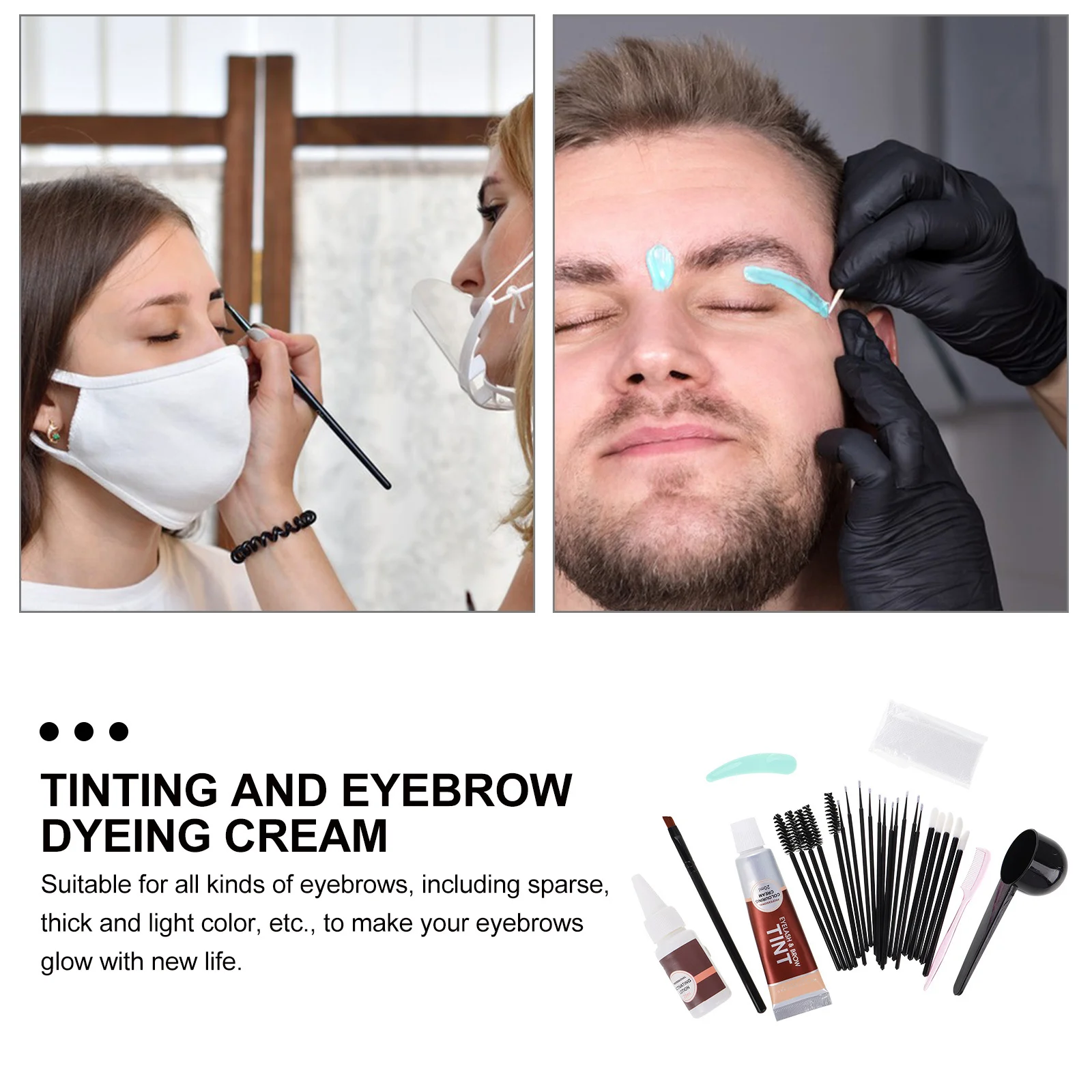 1 set 1 Set Eyebrow Tinting Kit Dark Brown Waterproof Long Lasting Brow Gel Diy Coloring Tool For Natural Brows Makeup Supplies