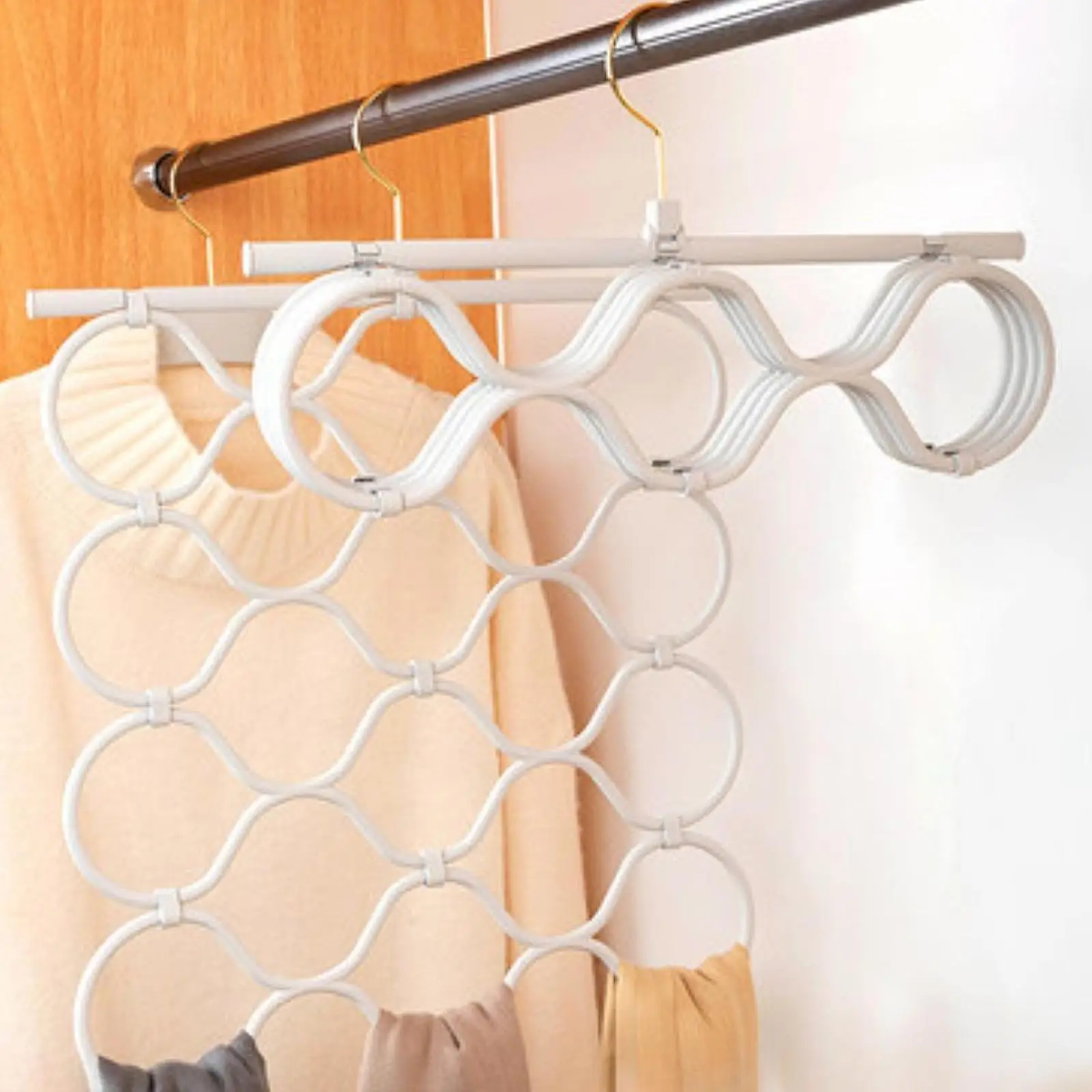 Scarf Hanger Anti Slip Non Slip 18 Rings Tie Hanger Liquid Silicone Clothing Hanger Tie Rack for Shawl Tie Belt Pants image 5