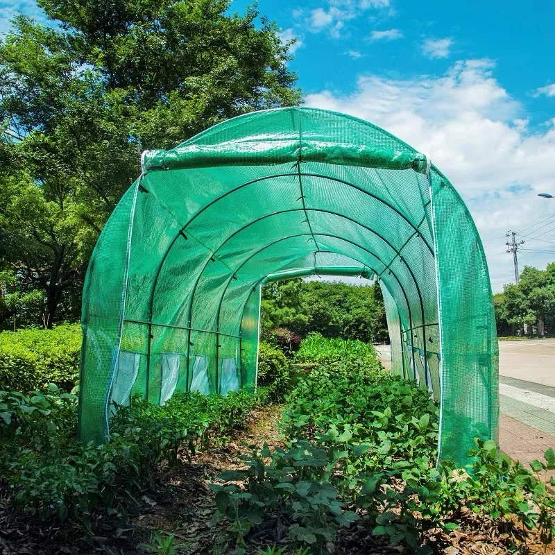 485x220x215CM Greenhouse For Garden Outdoor Tomato Flower Plant Keep Warm Cover PE Plastic Roll-up Zipper Durable Shed Iron