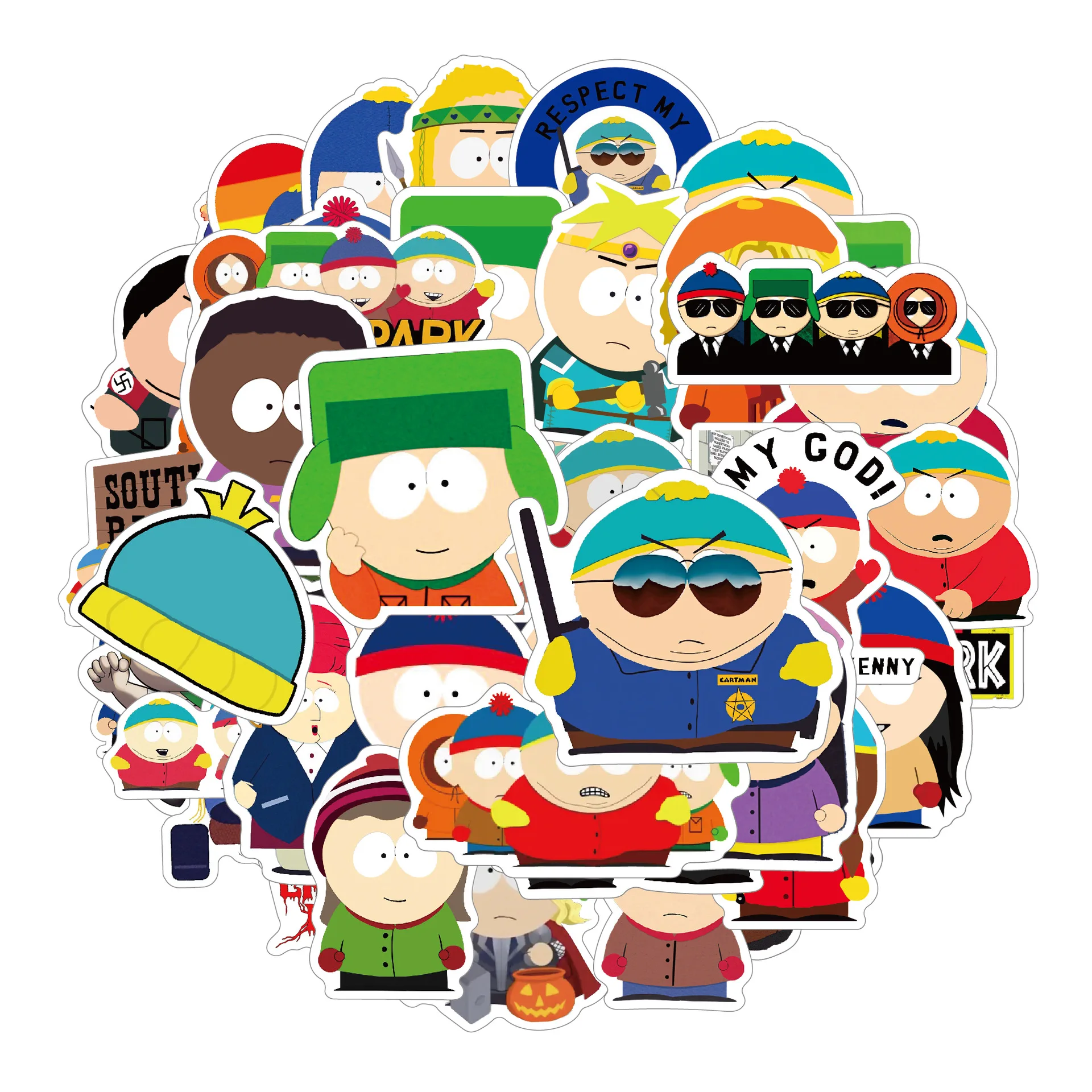 10/30/50PCS Cartman Cartoon Stickers South Park Animation Sticker Kids Toys Fridge Luggage Laptop Guitar Bike Skateboard Decals