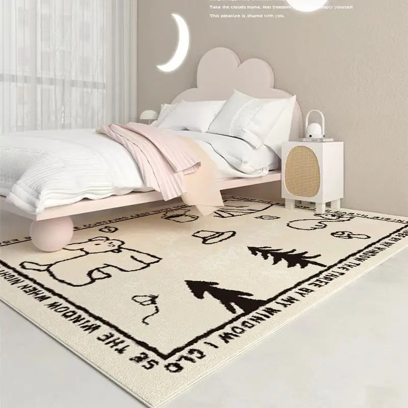 Cartoon Style Living Room Decoration Carpet Thickened Bedroom Bedside Plush Carpets Home Washable Rug Large Area Non-slip Mat