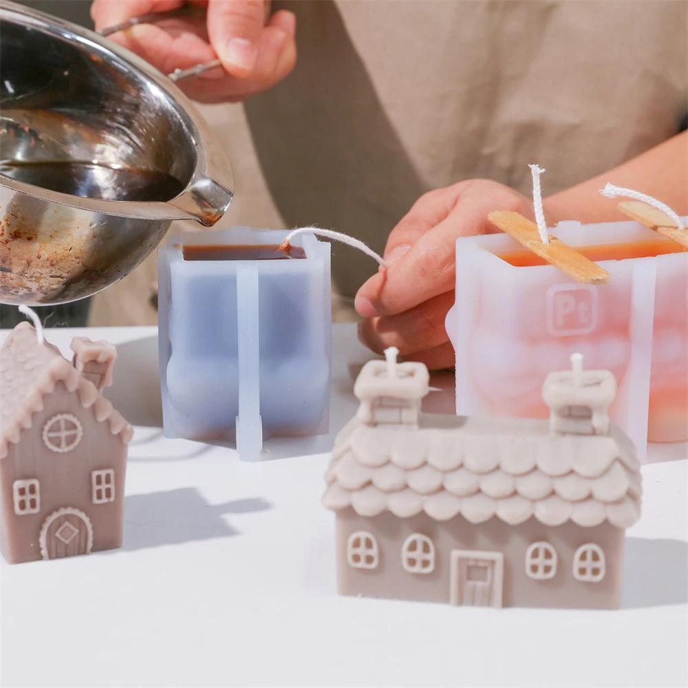 Boowan Nicole Cozy Miniature Dwelling House Candle Silicone Mold 3D Fairy Tale Building Aroma Candle Making Home Decor