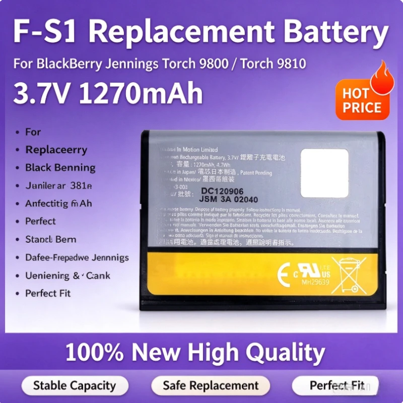 1-20PCS F-S1 Replaceable Battery 3.7V 1270mAh for Blackberry Jennings Torch 9800 Torch 9810 Mobile Phone Battery Fast Shipping