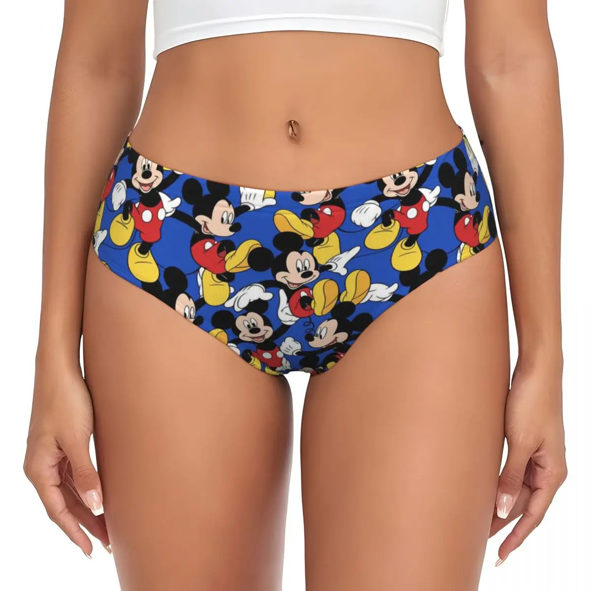 Custom Mickey Mouse Brief Panties Womens Breathable Stretch Underwear