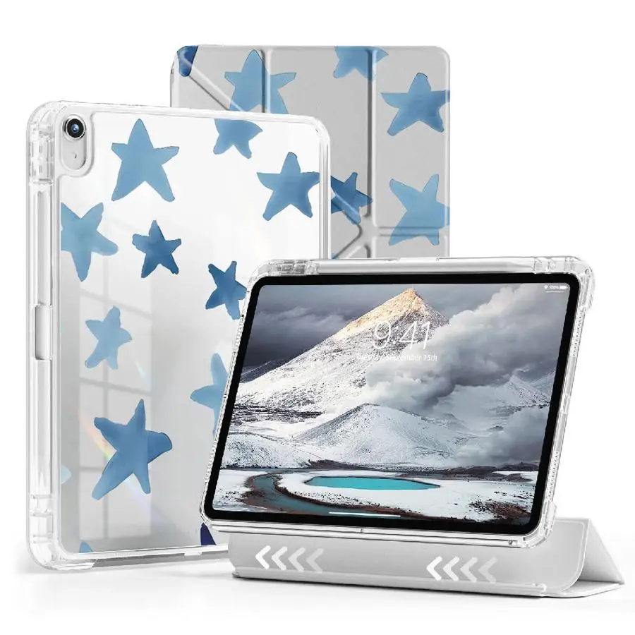 

Tablet Case For iPad 11th 10th 9th 8th 7th 12.9inch Air 4 5 M3 M2 M4 11inch Mini 6 7 Pro 2025 Holder Cover Y-Fold Stars Pattern