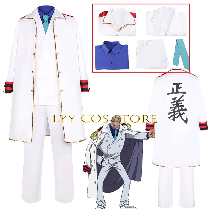 

❤2026★ General Garp Cosplay Anime Luffy Grandpa Costume Trench Coat Pants Uniform Suit Halloween Party Role Play Outfit for Men❤