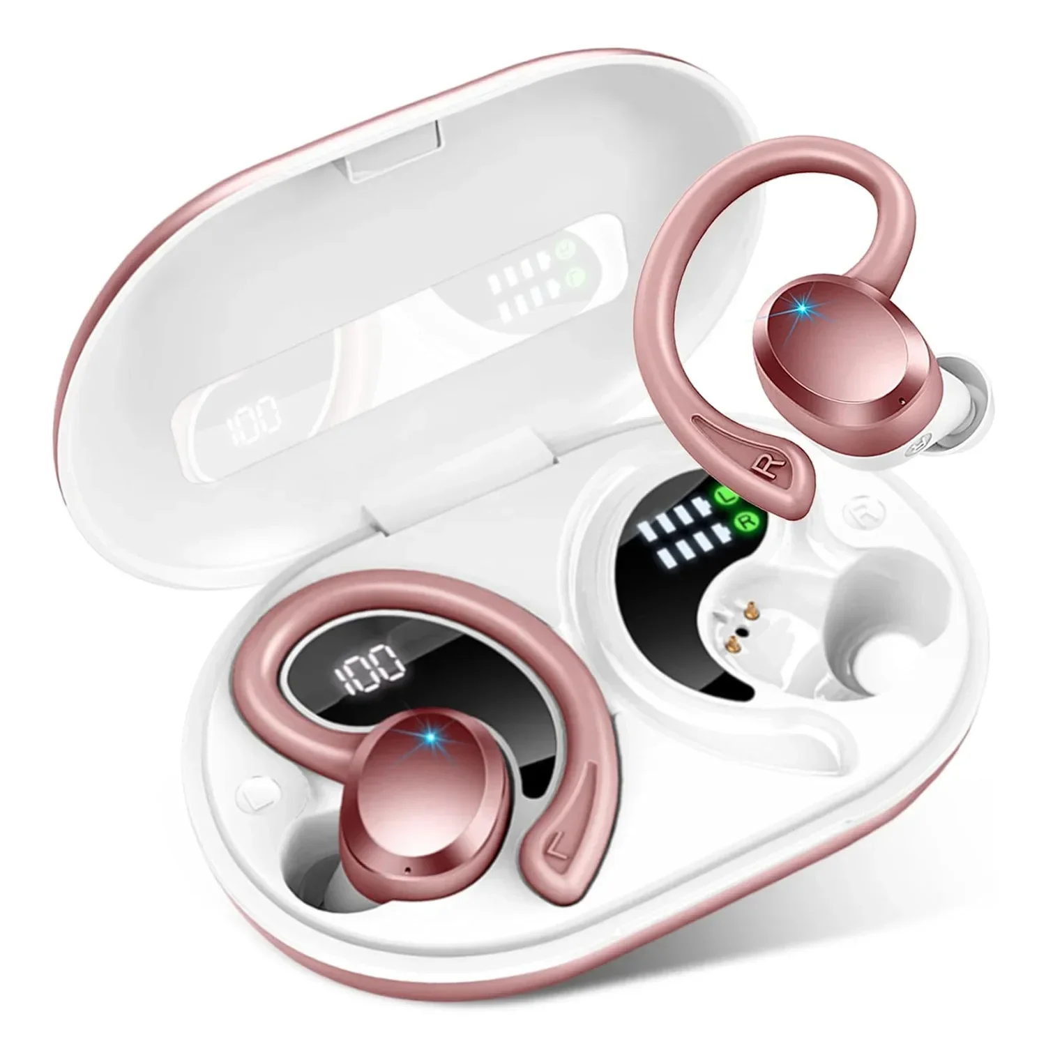TWS Sports Earbuds Bluetooth 5.4 HIFI Bass Wireless Headphones LED Touch Hands-free Earphone Noise Cancelling Waterproof Headset