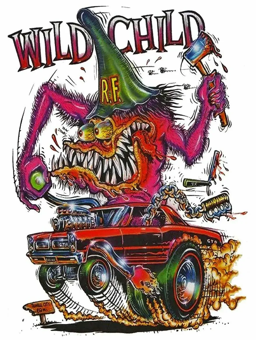 Crazy Rat Fink Sticker Motorcycle Car Bumper Laptop Truck Window Bicycle Van Wall Room Helmet Racing Decals Customizable