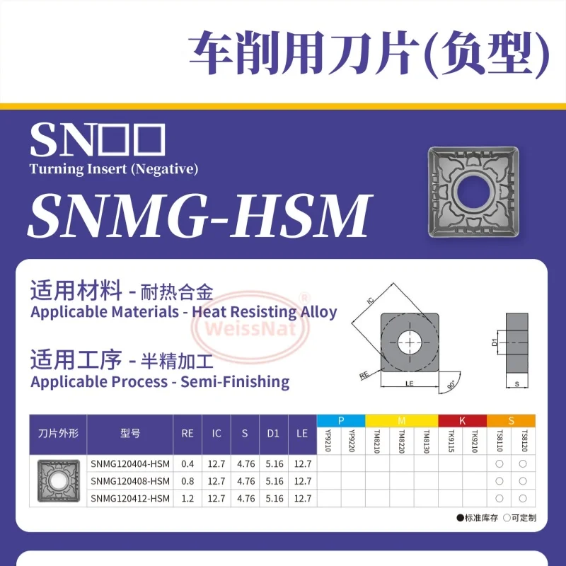 

SNMG120408-HSM YS8210 Карбидная вставка Пластины SNMG