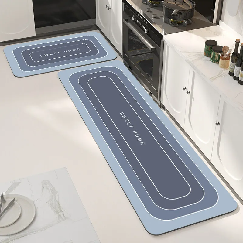 VIKAMA 1/2pcs Modern Minimalist Mats Non-Slip Machine-Washable Bathroom Kitchen Laundry Room Rug Set for Home Living Room
