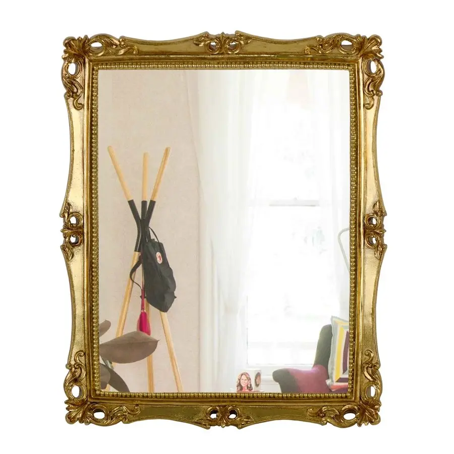

Винтажное декоративное зеркало, настенное настольное зеркало для макияжа с подсилителем, квадратное античное золото, 16,5 x 13,5 дюймов