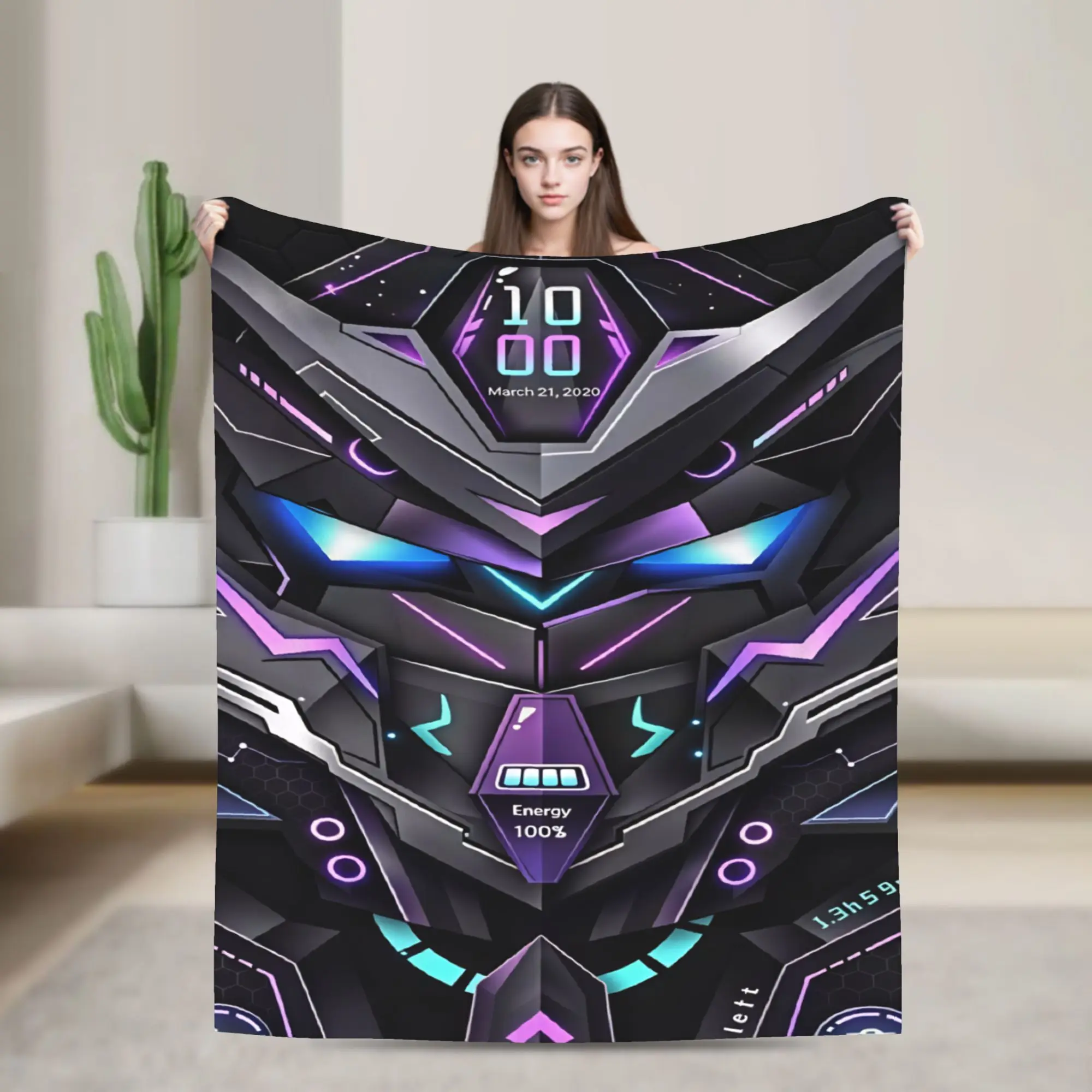 Warm Soft Blankets Children Travel Metallic Mechanical Robots Throw Blanket  Flannel Bedspread For Bedroom Comfortable Bed Cover